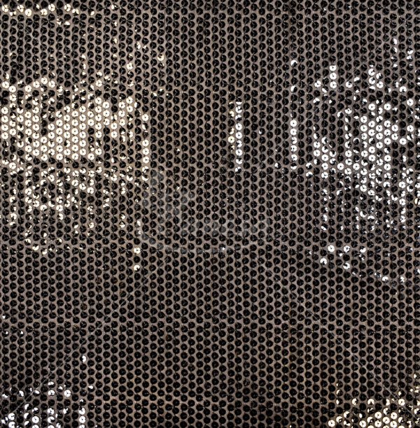 Fabric embroidered with sequins, black color