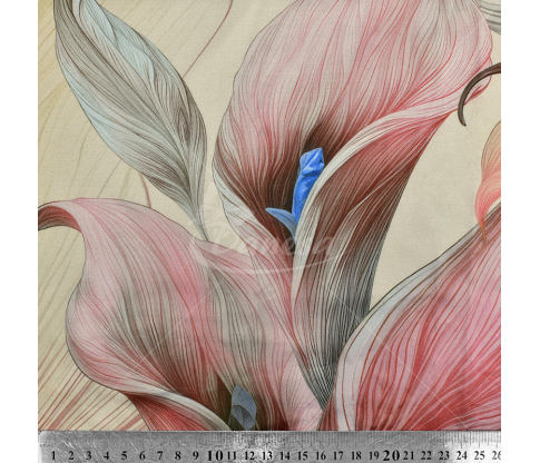 Satin weave viscose fabric, large floral print