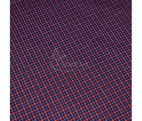 Checkered cotton fabric, red and blue color