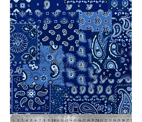 Cotton Fabric, paisley print, blue color