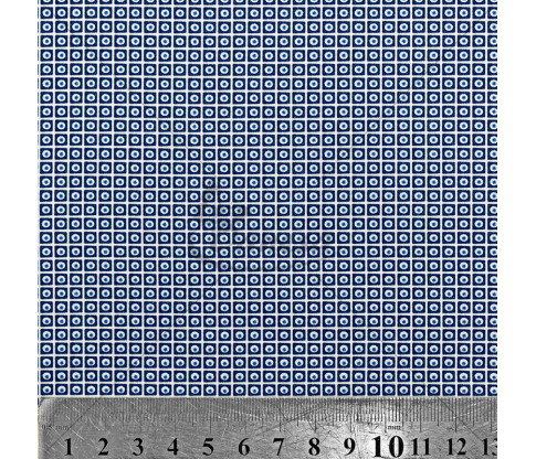 Cotton Fabric, small geometric print, blue color