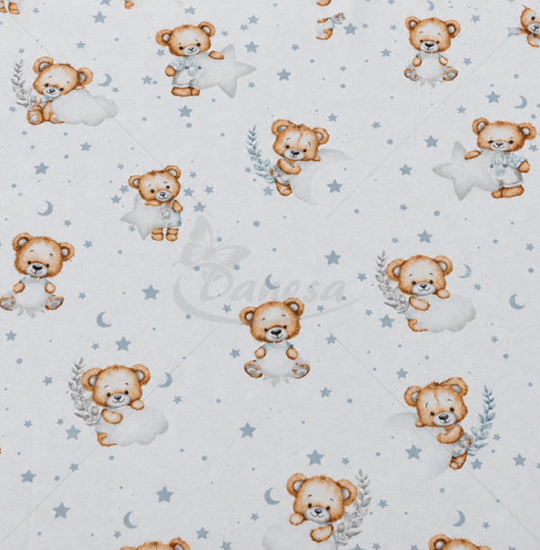 Flanelė su meškiukais, žvaigždutėmis ir mėnuliukais