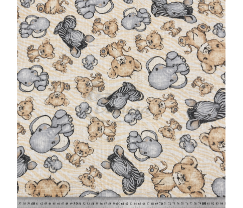 Gauze Fabric with Safari animals