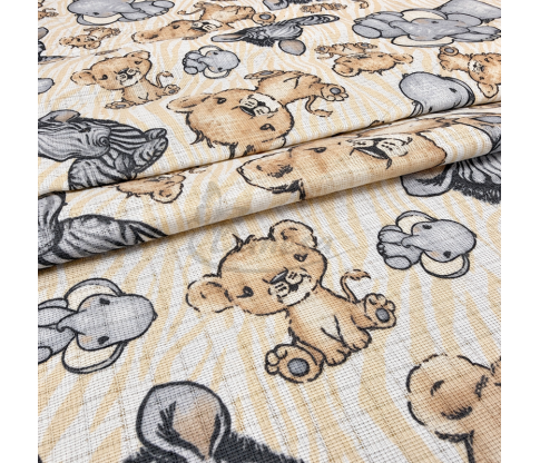 Gauze Fabric with Safari animals
