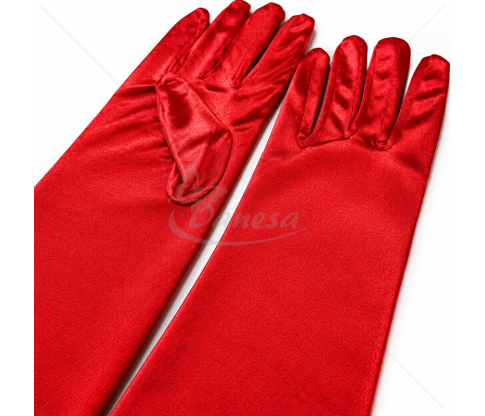 Ilgos elegantiškos satininės pirštinės – 60 cm
