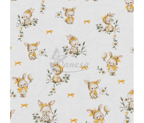 Children's bedding cotton fabric with bunnies