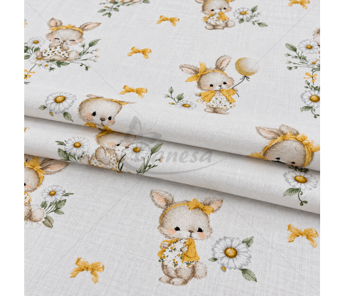 Children's bedding cotton fabric with bunnies