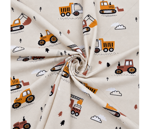 Flannel Fabric with Construction Vehicles