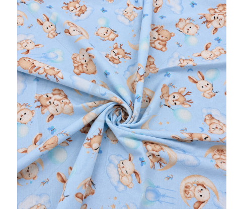 Flannel with forest animals and moons, 160 cm