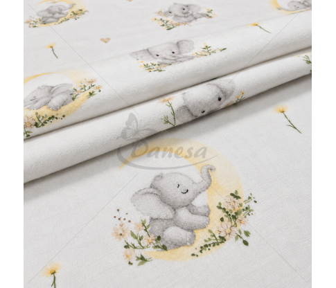 Flannel Fabric with Elephants on the Moon