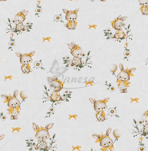 Children's bedding cotton fabric with bunnies