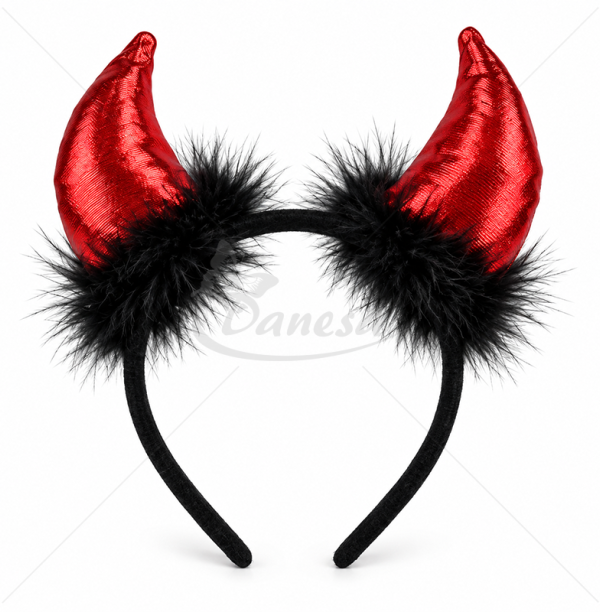 Devil Horns Headband with Feathers