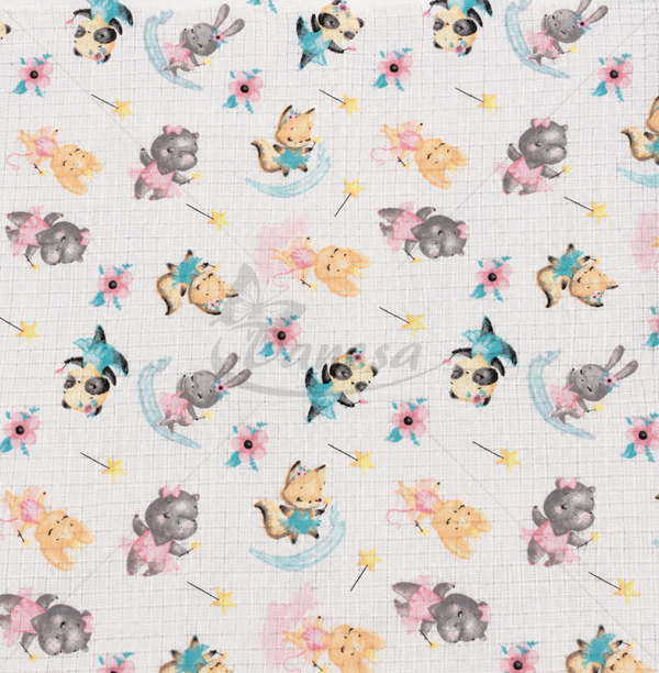 Gauze Fabric with Ballerina Panda