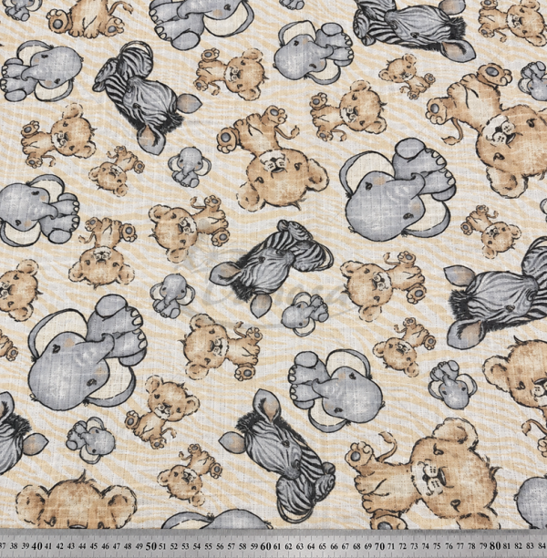Gauze Fabric with Safari animals