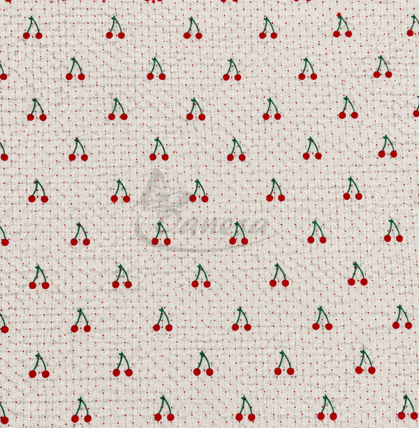 Gauze Fabric with Small Cherries