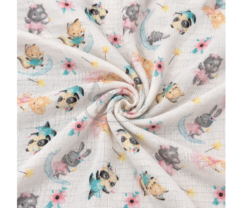 Gauze Fabric with Ballerina Panda