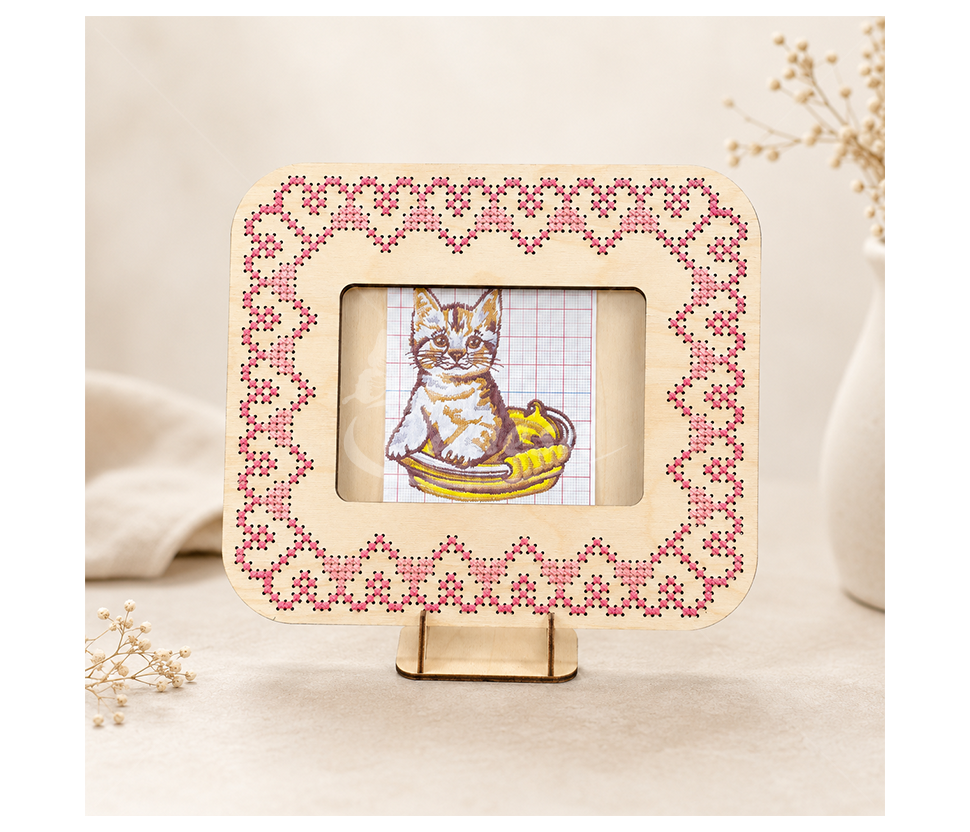Hand-Embroidered Photo Frame with Stand