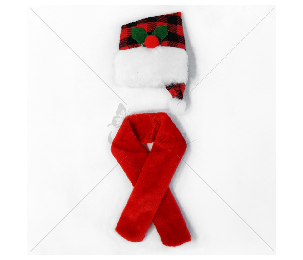Decoration Mini Santa Hat and Scarf