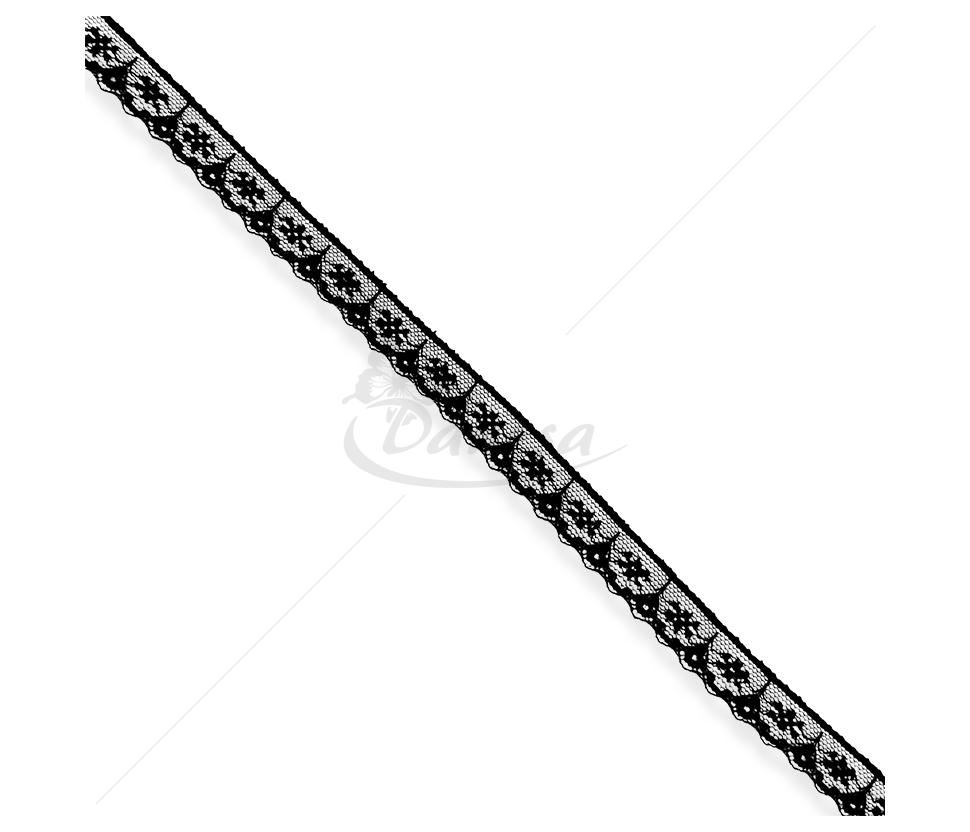 Black Synthetic Lace Trim with Ornamental Openwork Pattern, 20 mm