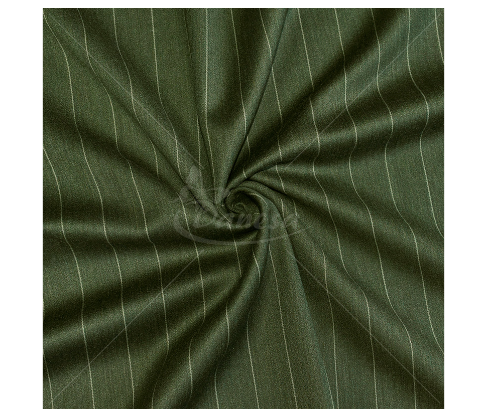 Suit fabric, striped, dark green color