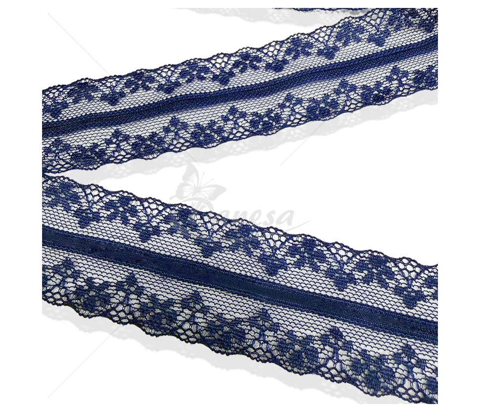 Symmetrical Synthetic Lace Trim with Decorative Openwork Pattern, 35 mm