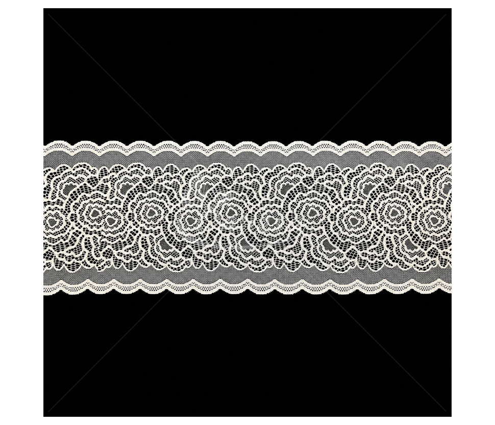 Wide Milk White Synthetic Lace with Rose Pattern, 186 mm