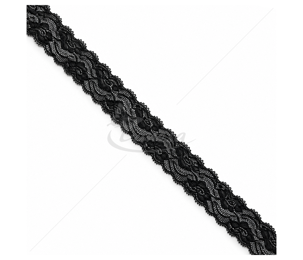 Elastic Synthetic Lace Trim with Floral Pattern
