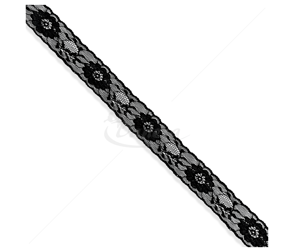 Wide decorative lace trim for sewing with floral pattern, 35 mm