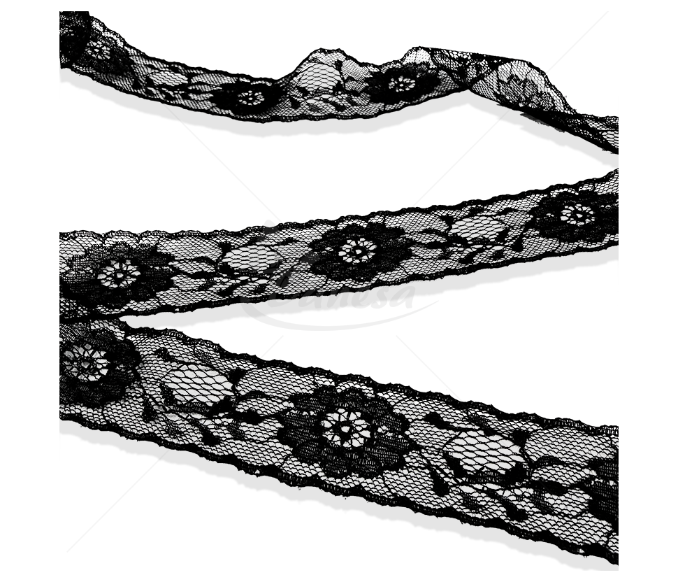 Wide decorative lace trim for sewing with floral pattern, 35 mm