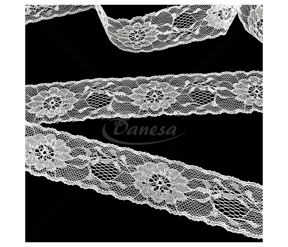 Wide decorative lace trim for sewing with floral pattern, 35 mm