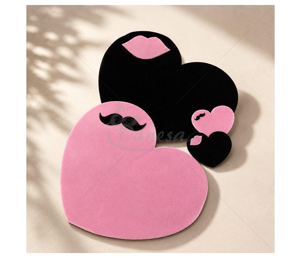 Playful velvet table placemat set, pink and black