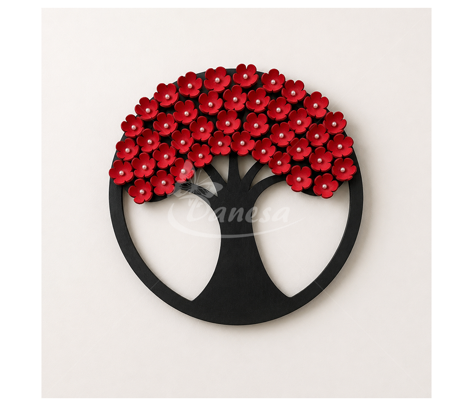 Decorative Plywood Tree with Foamiran Flowers, 30 cm