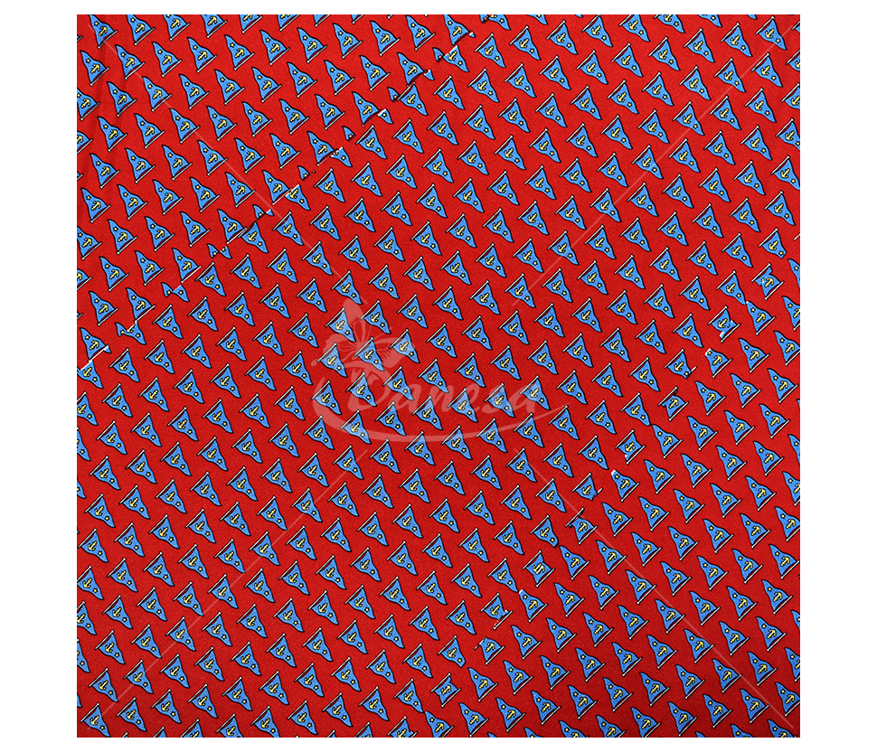 Natural silk in coupons, "Flags", red color