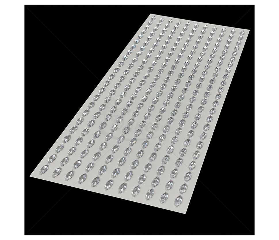 Self-Adhesive Decorative Crystals, Elongated Navette Shape, 216 pcs