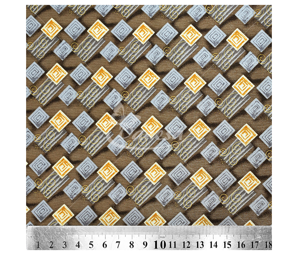 Natural silk in coupons, "Squares", brown color