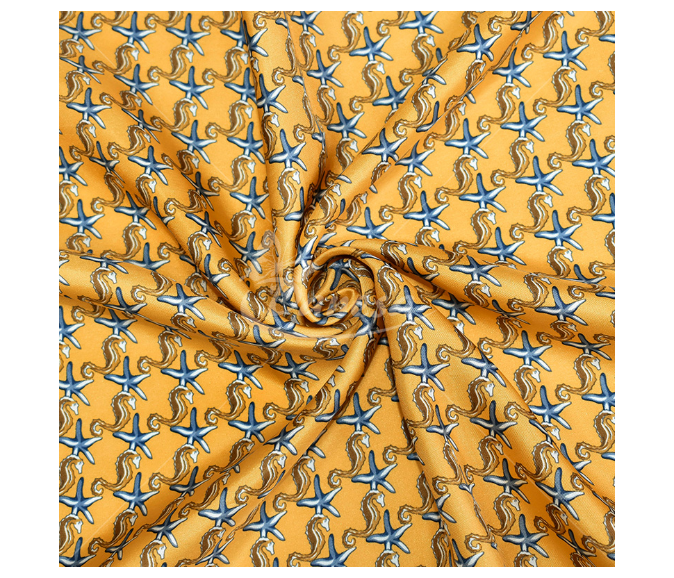 Natural silk "Starfish", yellow color