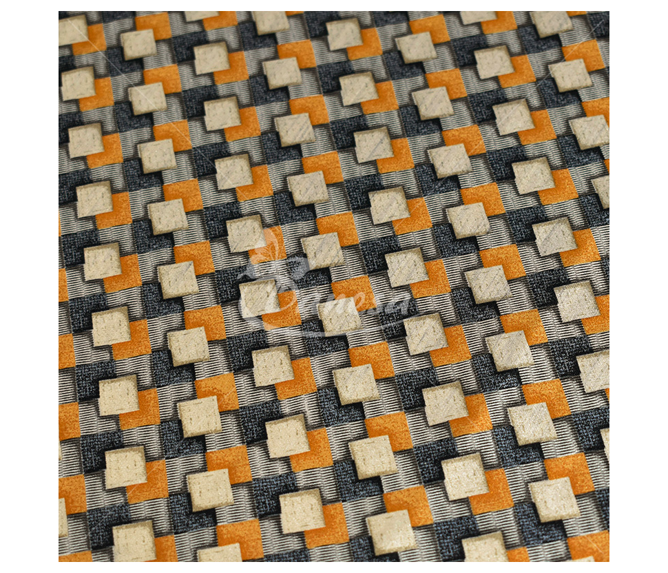 Natural silk in coupons, "Rhombus", yellow/gray color