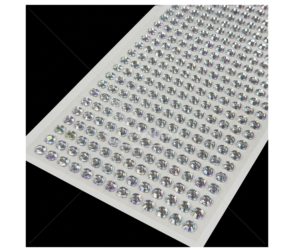 Self-Adhesive Round Rhinestones with Iridescent Shine, 6 mm, 504 pcs
