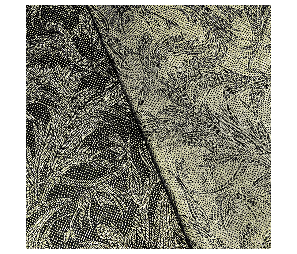 Jacquard, leaf pattern, black/gold