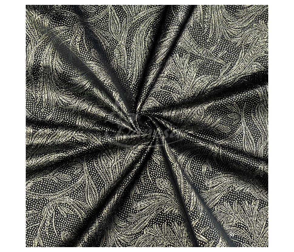 Jacquard, leaf pattern, black/gold