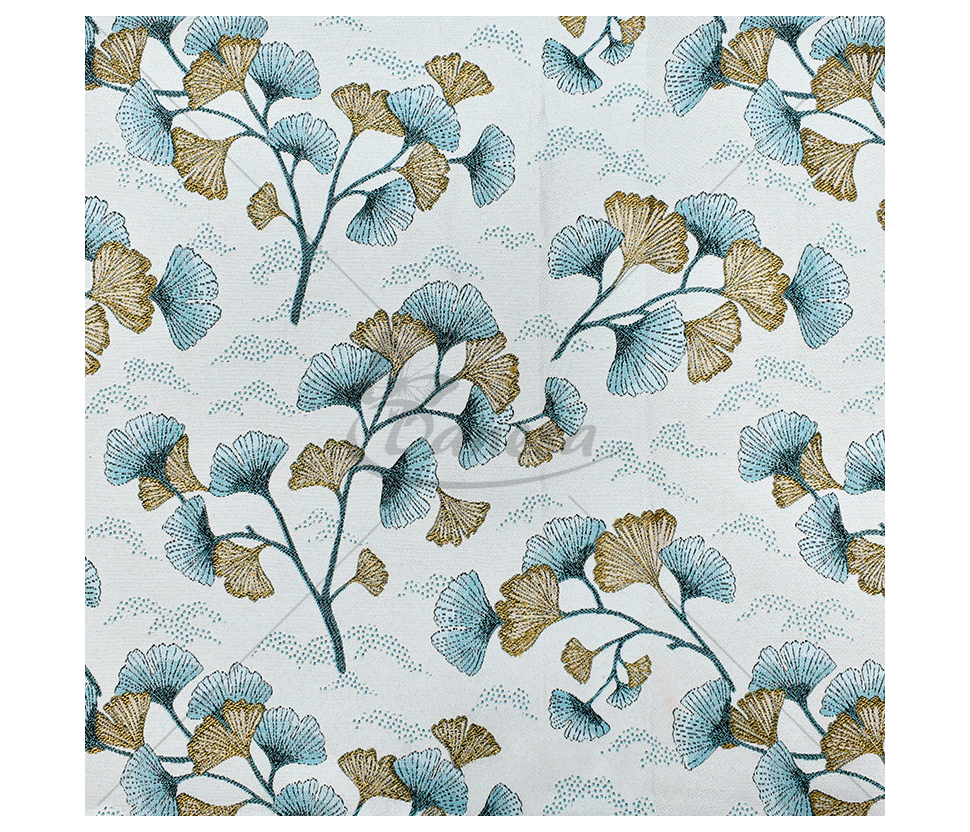 Gobelenas "Ginkmedžio lapai", melsva/aukso spalva