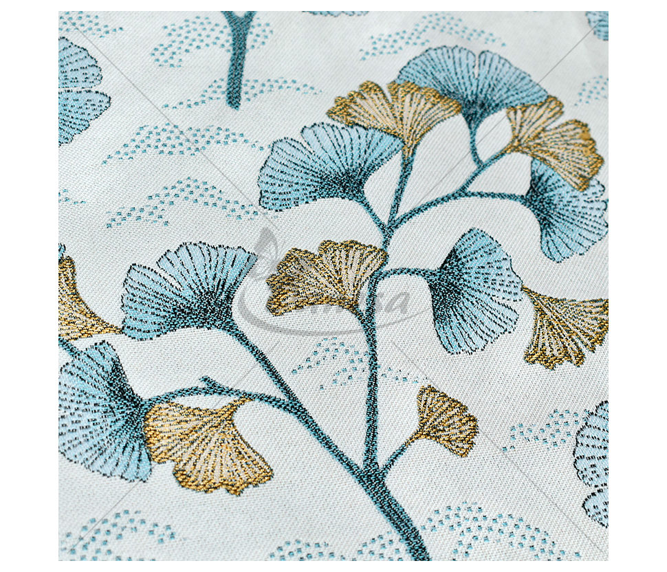 Gobelenas "Ginkmedžio lapai", melsva/aukso spalva