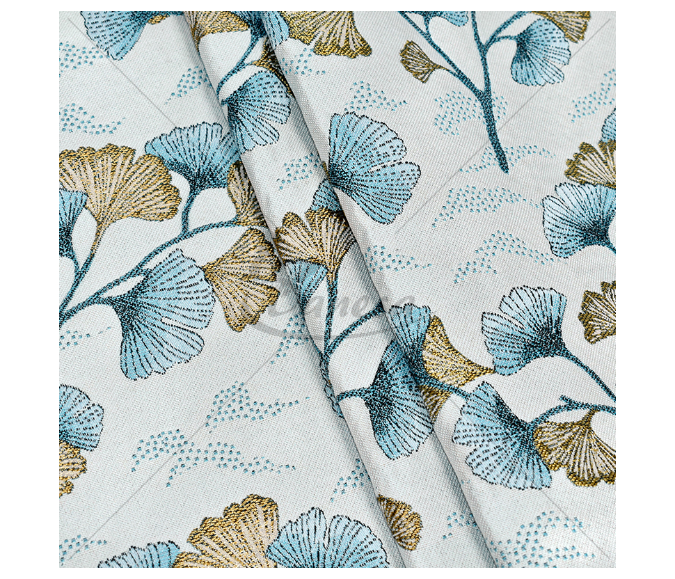 Gobelenas "Ginkmedžio lapai", melsva/aukso spalva