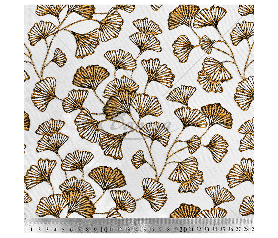 Tapestry "Ginkgo Leaves", white/yellow color