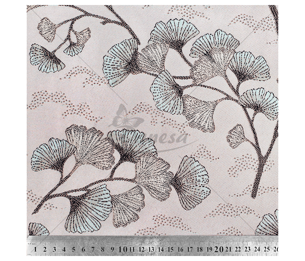 Tapestry "Ginkgo Leaves", light pink/silver color