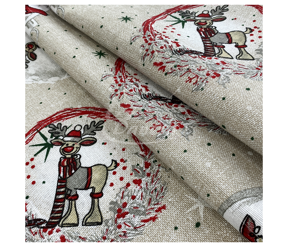 Linen-look fabric (Linen imitation) (CHRISTMAS)