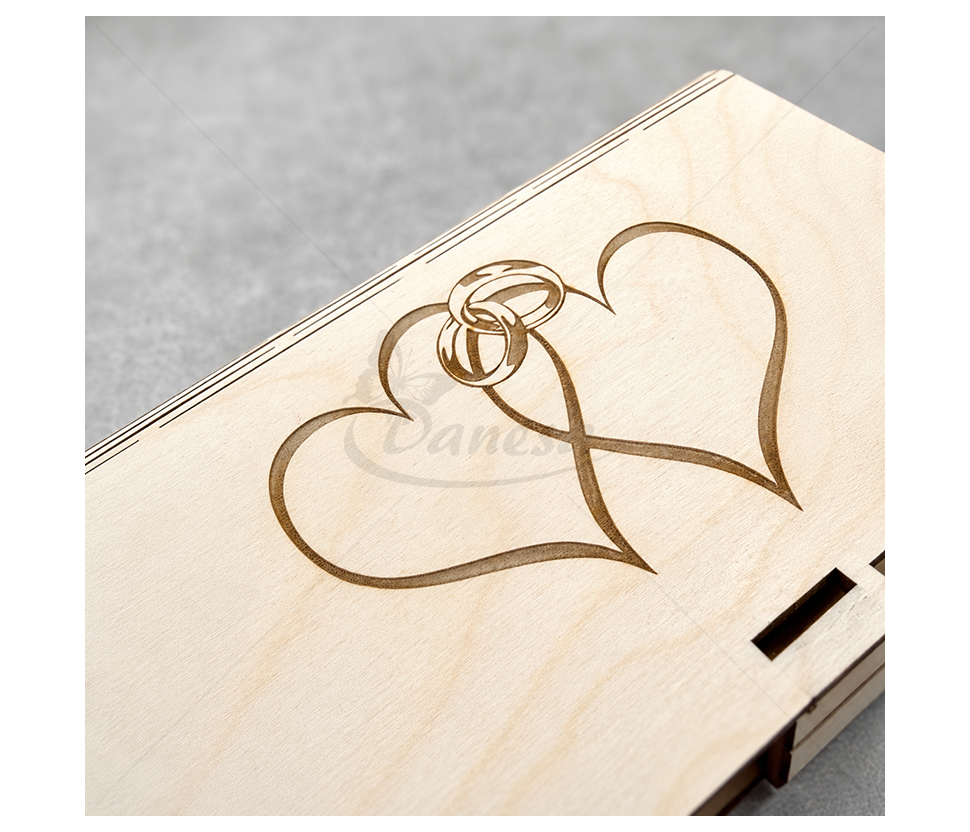 Engraved Wooden Wedding Gift Box for Money