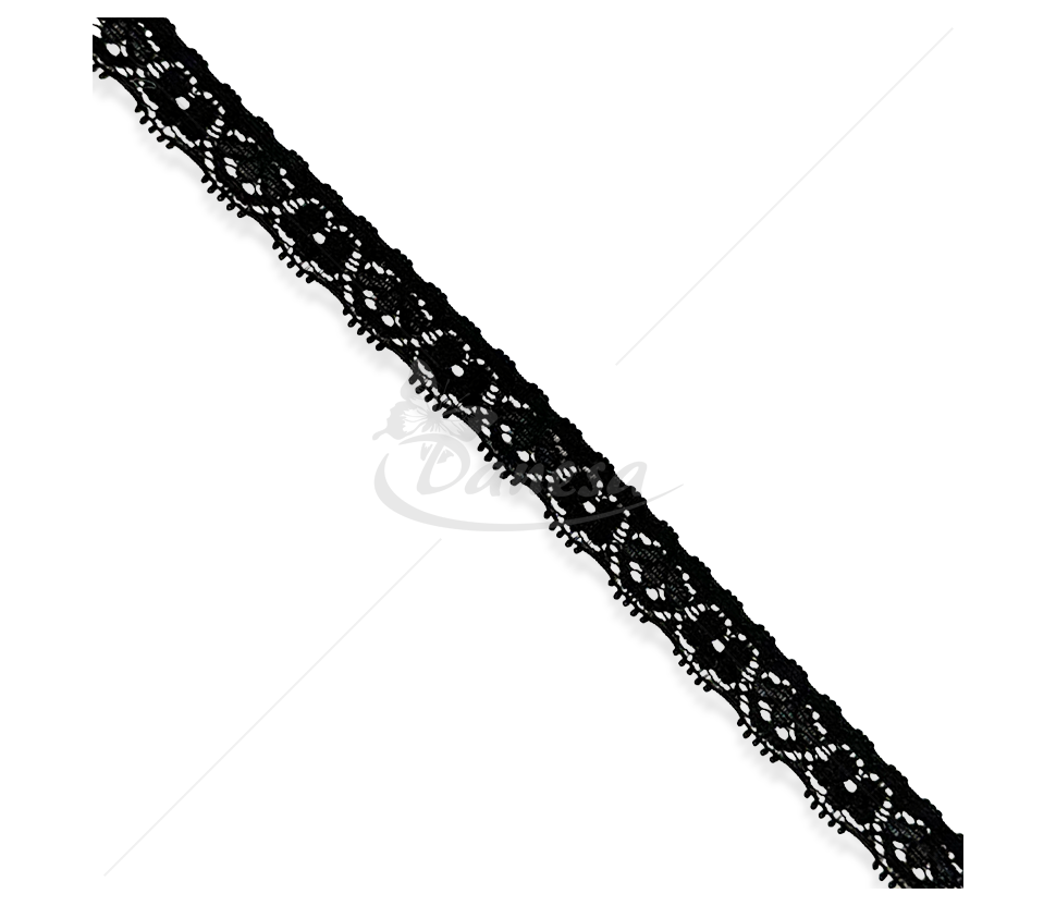 Elastic Synthetic Lace Trim with Geometric Openwork Pattern, 15 mm
