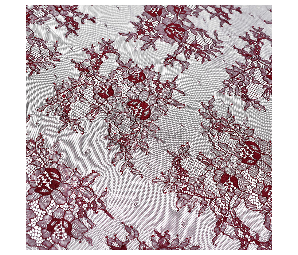 Light guipure with a delicate floral pattern, bordeux color