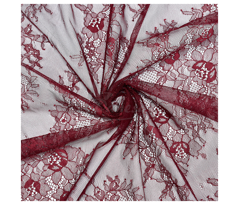 Light guipure with a delicate floral pattern, bordeux color